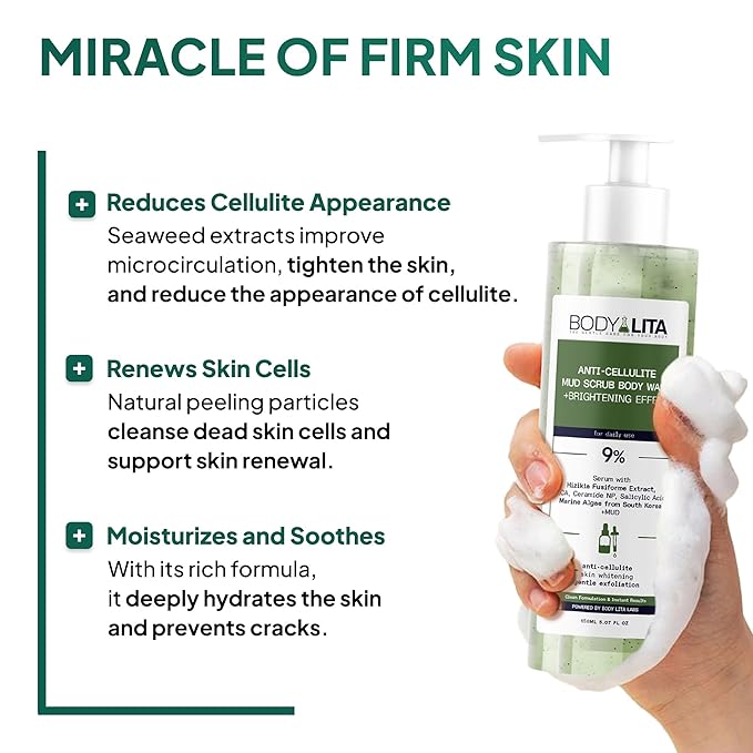Anti Cellulite Mud Scrub Body Wash Gentle Exfoliating Improves Skin Texture Provides a Smoother Look 5.07 Fl Oz (1)