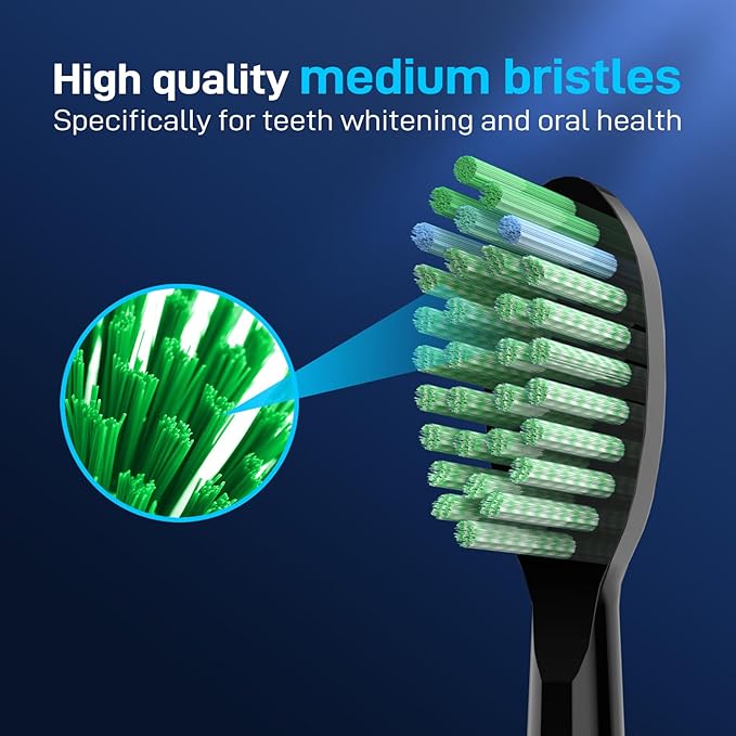 Toothbrush Replacement Heads Compatible with TAO Clean Sonic Electric Toothbrush - Daily Care Whitening Brush Heads Compatible with Taoclean Black