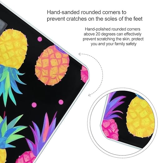 Women's Digital Bathroom Weighing Scale Automatic Switch Energy Saving Scale Smart Scale for Body Weight Colorful Watercolor Splash Ink Pineapple