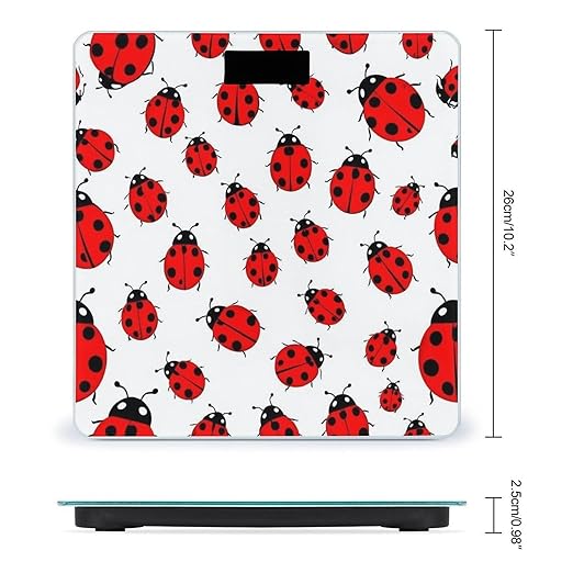 Digital Bathroom Weighing Scale Energy Saving Scale Smart Scale for Body Weight Ladybug Red Black Dots White