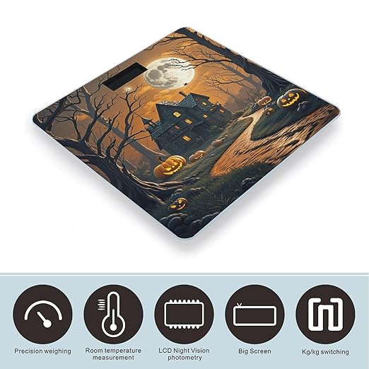 Spooky Halloween Scale for Body Weight Highly Accurate Digital Bathroom Body Scale Digital Bathroom Scales for People Anti-Slip Large LCD Display Smart Scales