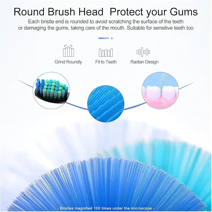 Electric Toothbrush Replacement Heads Compatible WithCompatible for SEAGO SG910/507/958/515/949/575/5514/8/16pcs(16pcs Black)