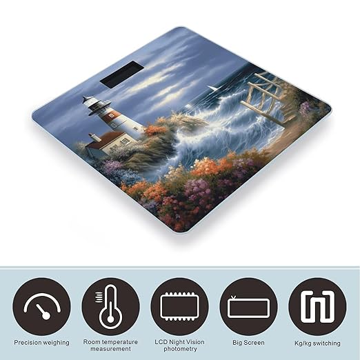 Lighthouse Diamond Painting Weight Scale for Body Weight Digital Bathroom Scale High Capacity Accurate Digital Weighing Scales and Easy-to-Read on Backlit LCD Display Scales