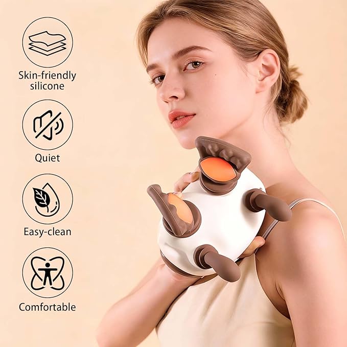 Neck and Shoulder Massager with HandsWireless Portable Deep Tissue Massage for Neck 4D Bionic Real Touch Shiatsu Hand Massager Rechargeable Cervical Electric Massager for Home Office