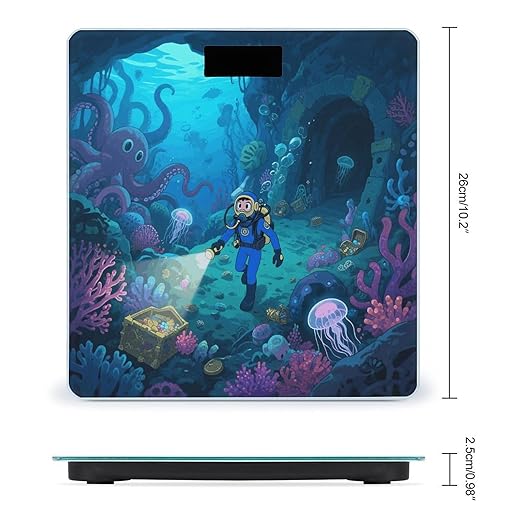Deep Sea World Weight Scale Large Digital Bathroom Scales with Bright LED Display Non Slip Digital Scale and Step On Fashion Weighing Machine for Body