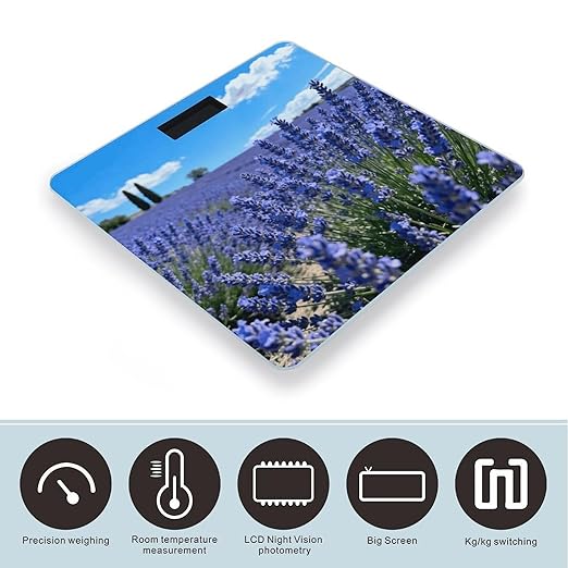 Lavender Smart Scale for Body Weight Digital Bathroom Scale Toughened Glass Weight Scale with Large LCD Backlight Display High Precision Scales Weighing Machine