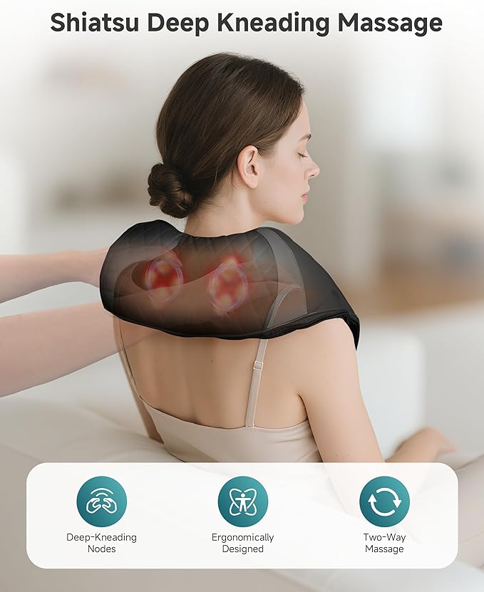 Snailax Cordless Neck Massager with Heat Shiatsu Neck Back Massager for Pain Relief Deep Tissue 4D Kneading Shoulder Massager Pillow for Shoulder Leg Rechargeable Massage Gifts for Mom Dad