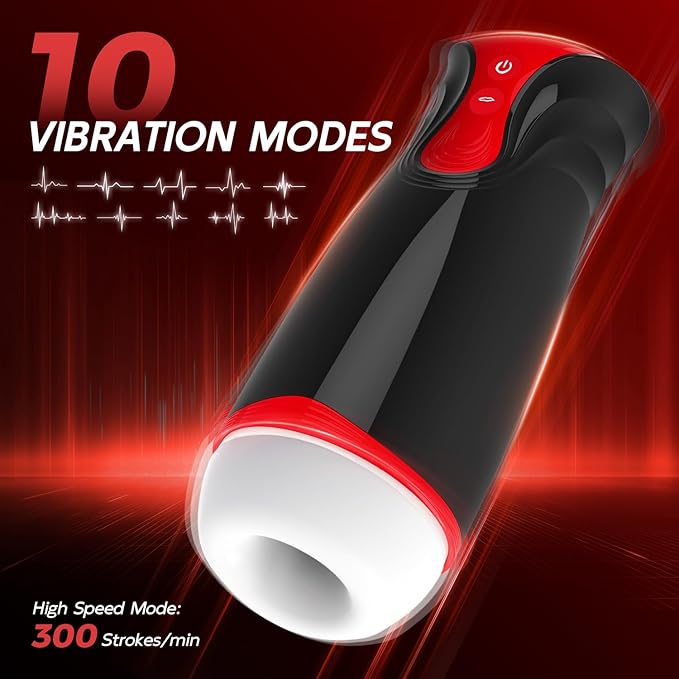 Male Masterburbatar Hands Free with 10 Vibration Sucking Massagers Modes Automatic Male Mastusbafor Tight Sleeve Hoodies Pocket Puzzy Silicone Electric Massager Machine PWO1103 (red)