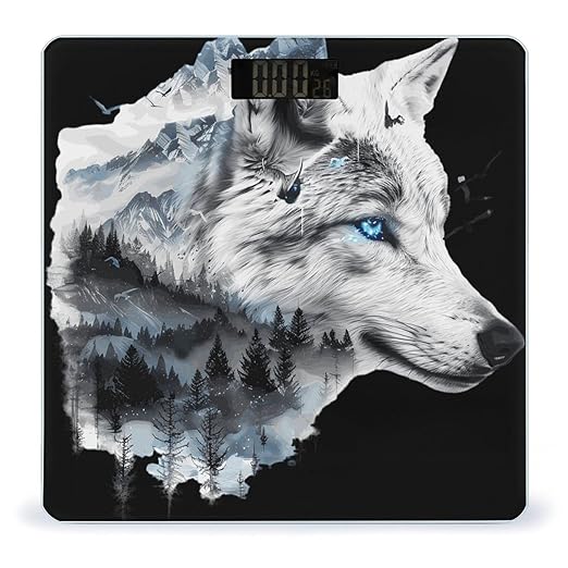 Wolf Forest Mountains Wild Nature Wildlife Snow Wolf Electronic Scale for Body Weight Digital LCD Bathroom Scale Weighing Scale style