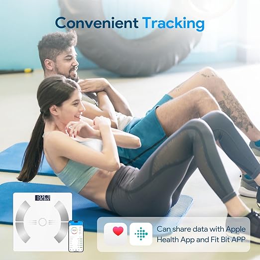 Accurate LED Display Bathroom Scale with Mobile App for Body Composition Analysis Smart Digital Body Fat Scale (White)