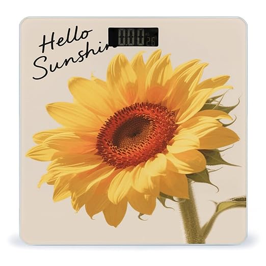 Hello Sunshine Floral Weight Scale Large Digital Bathroom Scales with Bright LED Display Non Slip Digital Scale and Step On Fashion Weighing Machine for Body
