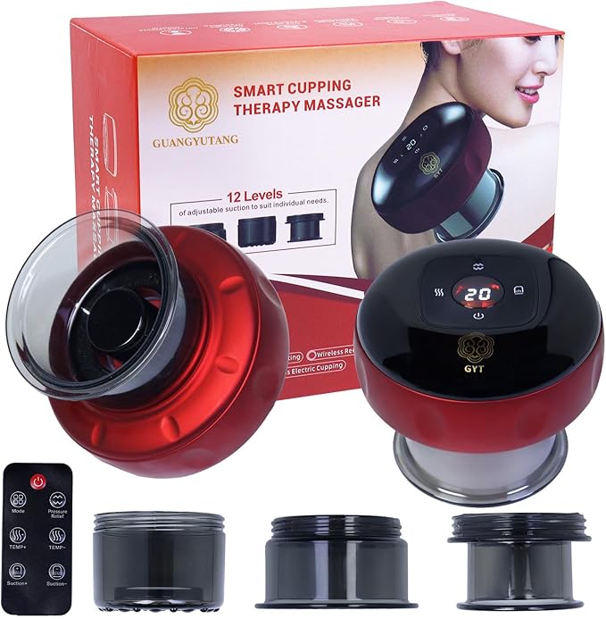 6-in-1 Cupping Set Remote Control Smart Electric Cupping Therapy Massager with Red Light and Heat Portable Suction Cupping Device for Pain Relief Perfect Festival Gifts for Husband&ampMen