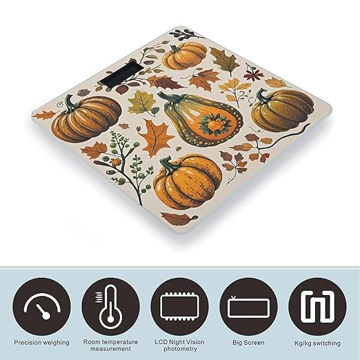 Thanksgiving Pumpkin Scale for Body Weight Smart Scales Digital Bathroom Scale High Precision Weighing Scales with Large Display Weighing Machine for People