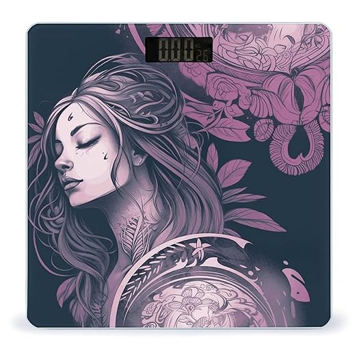 Ethereal Illustration Scale for Body Weight Sturdy Tempered Glass Weighing Scales with LCD Display Accurate Digital Bathroom Scale Convenient Body Fat Smart Scales 400lb