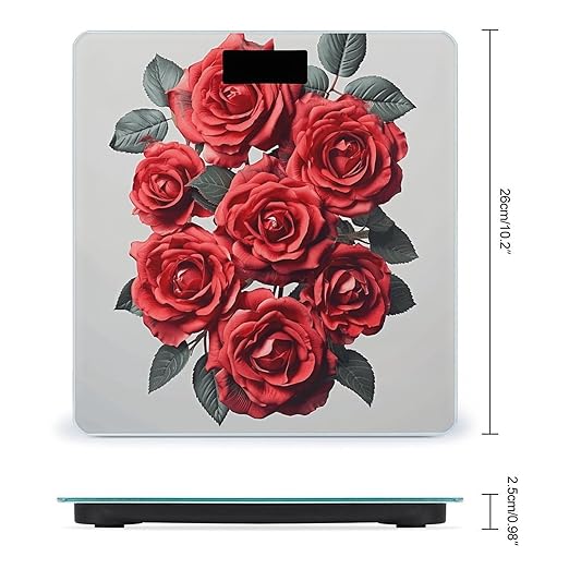 Digital Bathroom Scale for Body Weight Scale with Bright LCD Display High Accuracy Step-On Technology Auto On/Off Red Rose Flower Cluster Digital Scales 400 Lbs /180kg