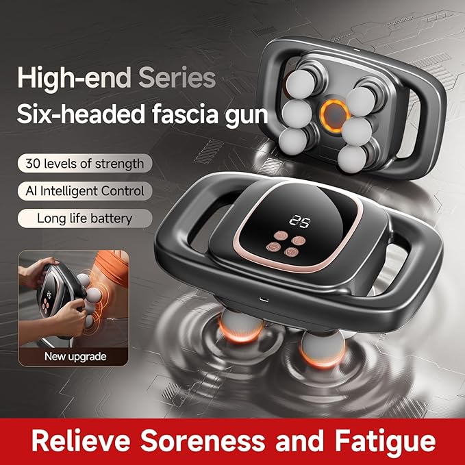 6-Head Massage Gun Deep Tissue Back Massager Electric Handheld Massager 2026 New Model for Back Shoulders Legs Muscle Pain Relief Ideal Gifts for Women Men Mom and Dad