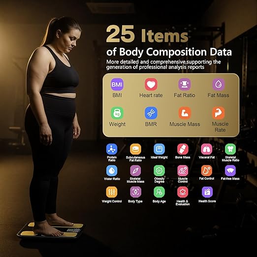 Professional Smart Scale for Body Weight BMI Body Fat Muscle Mass Highly Accurate 25 Body Composition Weighing Machine Bathroom Digital Scale Large Display Sync with Fitness App 402lb