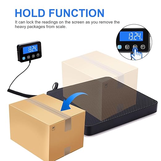 Digital Shipping Scale 5g High Accuracy 440 lb Postal Scale with Hold and Tare Functions for Parcels/Luggage/Home Silicone Surface Extended LCD Display Batteries and AC Adapter Included