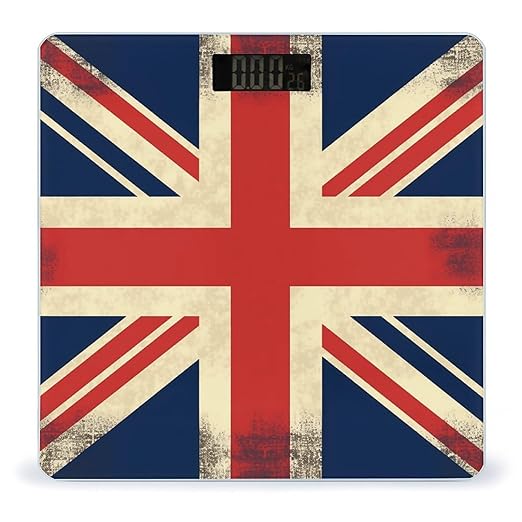 UK Flag Bathroom Scale Large LCD Backlight Display Digital Scale Rounded Corners Body Scales Automatic Power On/Off Bathroom Scales for Home Bedrooms