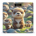 Cartoon Brown Otters Bathroom Scale for Body Weight Bathroom Weighing Scales with Back Lit LED Display Sturdy Tempered Glass Body Weight Bathroom Scale 400lb Weighing