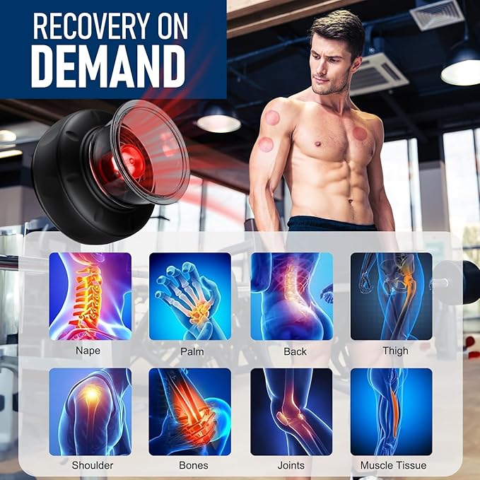 5-in-1 Smart Dynamic Cupping Set 12 Levels Cupping Kit for Massage Therapy with Red Ligh-t Therapy&ampHeat Penetrates for Targeted Pain Relief Knots Aches Muscle Soreness - 2Pcs(Black&ampBlack)
