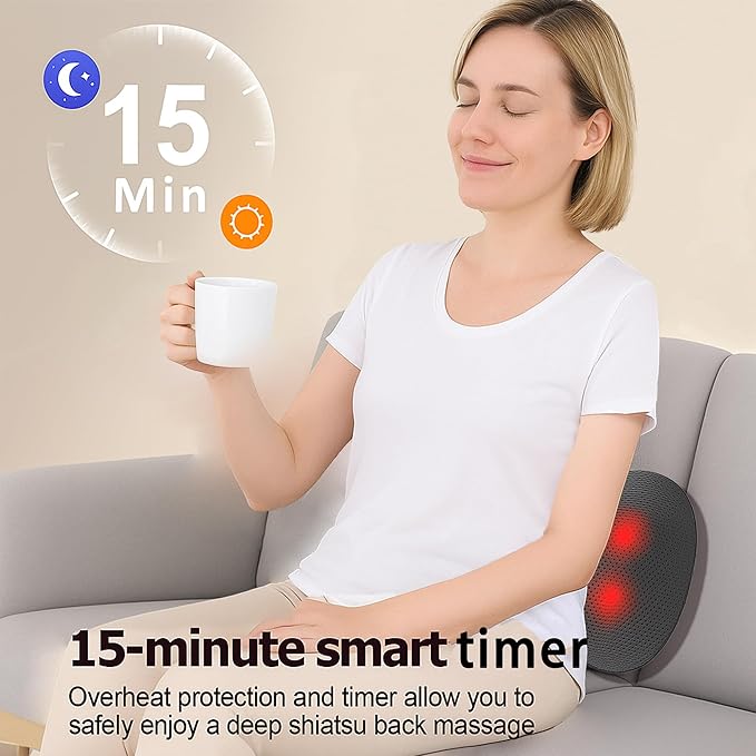 Back and Neck Massager with Heat -Deep Tissue Neck Massager with Heat and Shiatsu Kneading for Shoulder Leg Foot Body Pain Relief - Electric Kneading 3D Massage Pillow Gifts for Men Women Christmas