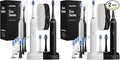 Aquasonic Duo - Dual Handle Ultra Whitening 40000 VPM Wireless Charging Electric ToothBrushes - 3 Modes with Smart Timers - 10 Dupont Brush Heads &amp 2 Travel Cases Included (Pack of 2)