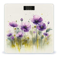 Watercolor Purple Flowers Digital Bathroom Scale for Body Weight with High Precision Digital Weighing Scale with BMI Clear LCD Display and Step-On Measures Weight Up to 180kg