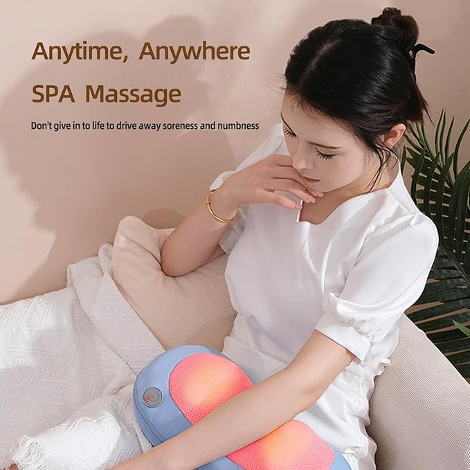 Deep Tissue Neck Massager Peanut Shiatsu Back and Neck Massager Deep Tissue with Heating Function Electric Massage Pillow Good Gift for Parents Friends Mates