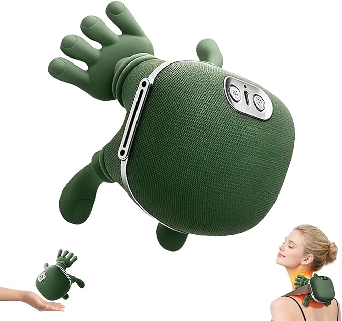 Heated Neck and Shoulder Massager with Finger-Like Kneading Nodes Deep Tissue Massage for Shoulder &amp Back Muscle Tension Green