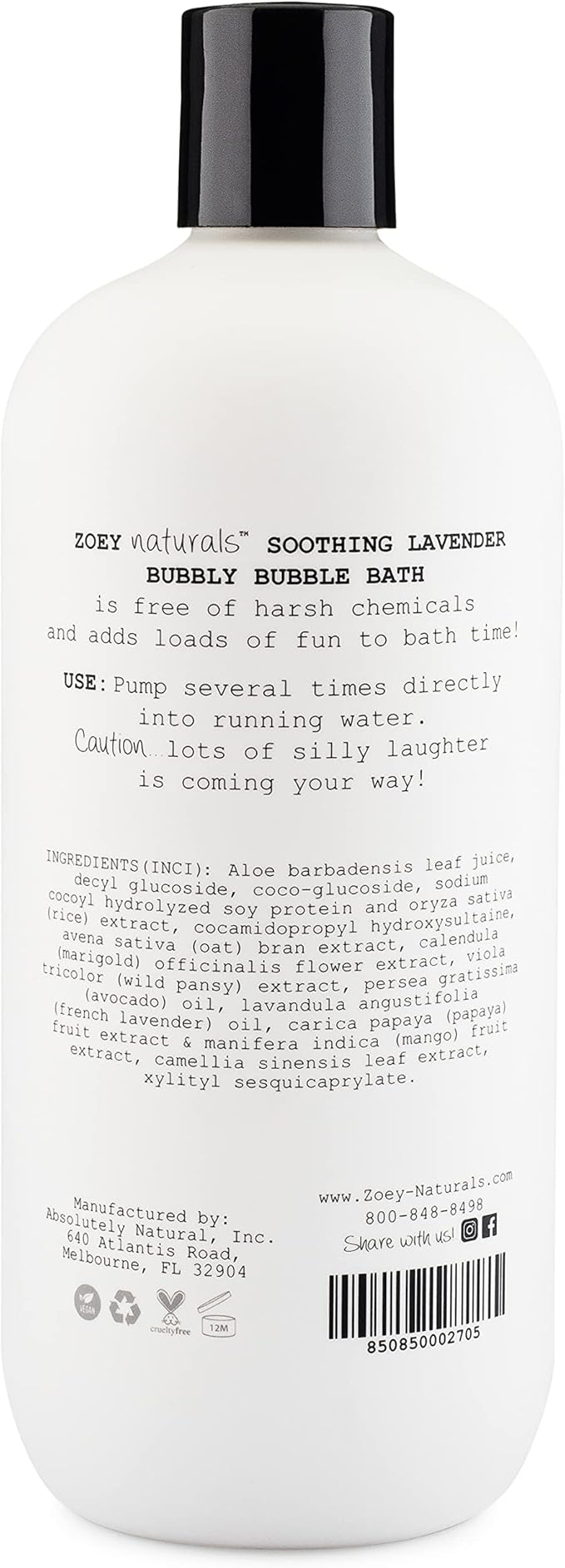 Zoey Naturals - Soothing Lavender Bubble Bath for Kids &amp Babies Tear-Free Moisturizing Toddler Soap with Aloe &amp Avocado Oil for Calm Experience - Made in USA 17 oz