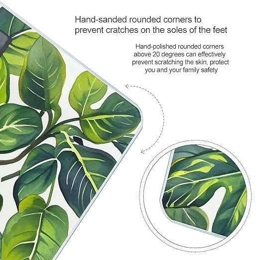 Green Leaves of Plants Bathroom Scale for Body Weight Bathroom Weighing Scales with Back Lit LED Display Sturdy Tempered Glass Body Weight Bathroom Scale 400lb Weighing