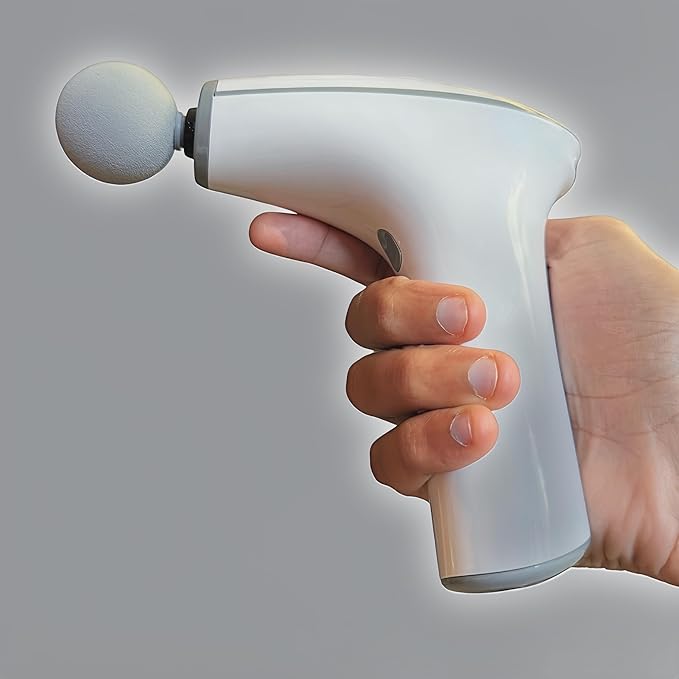 Deep Tissue Massage Gun Portable Percussion Muscle Massager with Four Interchangeable Heads Useful for Athletes Gym Office (White)