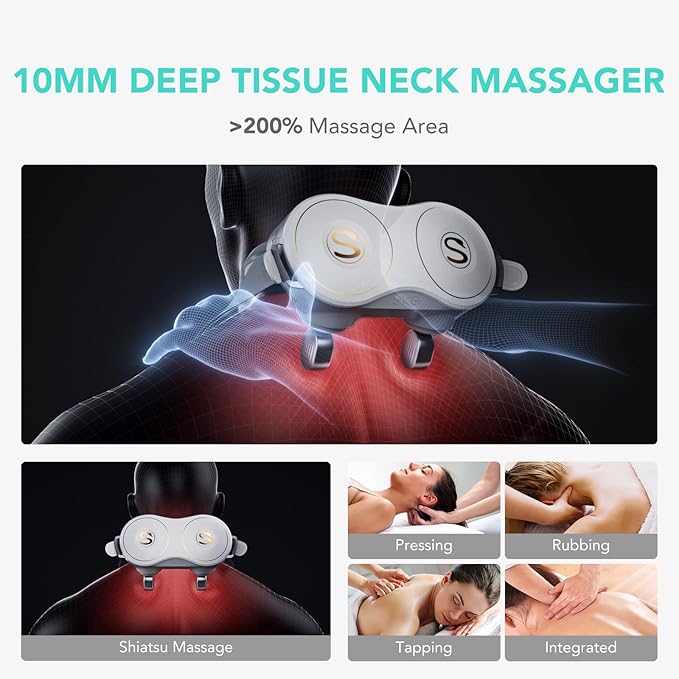 SKG H7 Neck Massager for Pain Relief Deep Tissue Shiatsu Neck and Shoulder Massager 4D Electric Kneading Massager with Heating Relax at Home Office Car Gift for Men Women Maye Musk's Choice
