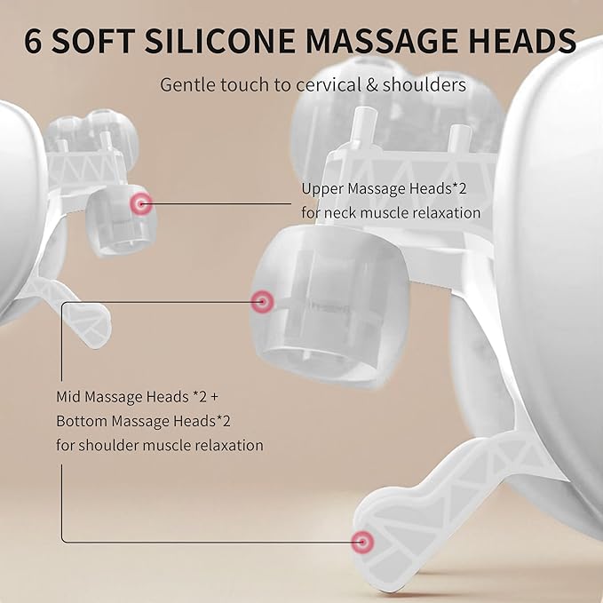 Wireless Shoulder Massager Soothing Heat Shiatsu Massager Pillow for Neck Traps Back Pain Gifts for Men Women Mom Dad