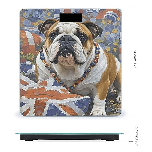 English-Bulldog Bathroom Scale Ultra-Bright Liquid Crystal Screen Weight Scale Accurate Bathroom Body Scales for Body Weight Bathroom Pet Home Bedroom Gift-Giving