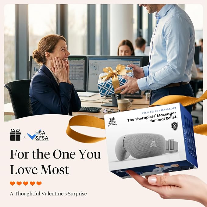 BOB AND BRAD EYEFLOW Eye Massager with Heat &amp Cooling FSA Eligible and HSA - Semiconductor Cold Compress Eye Mask for Migraines Dry Eyes &amp Dark Circles Heated Temple Massager for Headaches