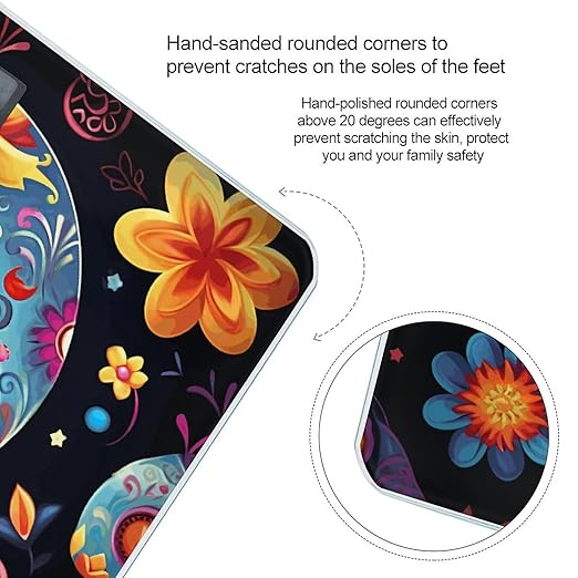 Sugar Skulls Scale with LCD Precision Weighing Scales Sturdy Tempered Glass Weight Scales Easy-to-Read Anti-Slip Weight Digital Bathroom Scale for Daily