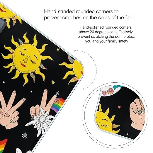 Men's Fashion Automatic Switch Digital Bathroom Weighing Scale Smart Scale Retro Tarot Card Rainbow Moon Sun Black