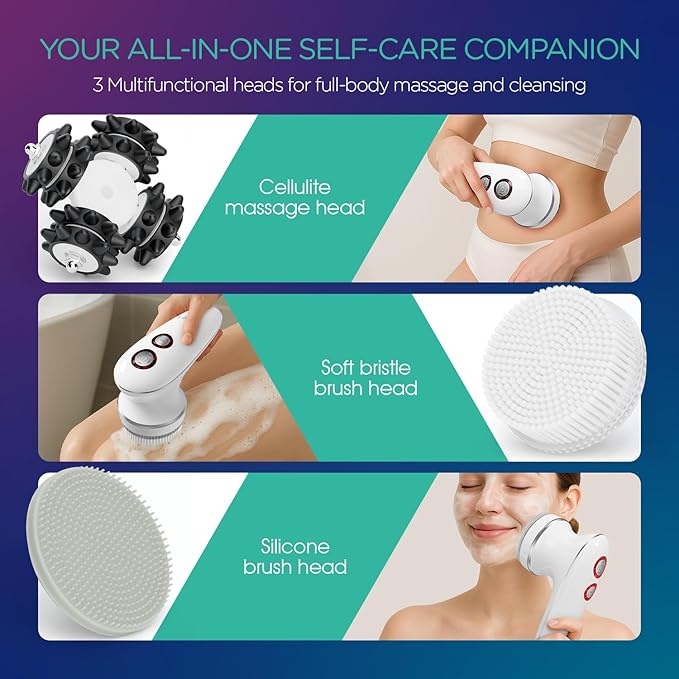 VOYOR Electric Cellulite Massager Body Sculpting Machine for Arms Belly Legs Waist Buttocks 3 Strengths for Body Cleaning and Deep Tissue Cellulite Massage IPX7 Waterproof &amp Cordless VRMM1-