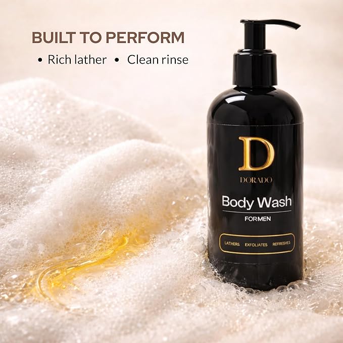 Body Wash Men Facial Exfoliant – Refreshing Gel With Musk Scent Ideal for All Skin Types 8oz – Gently Cleanses Revitalizes and Leaves Skin Feeling Smooth and Renewed for Everyday Use