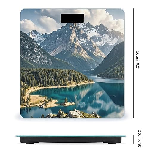 Lake Under Mountain Scale for Body Weight Digital Bathroom Scale Toughened Glass High Precision Scales for Body Weight with Large LCD Backlight Display Weight Scales