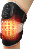 Knee Massager with Heat and Red Light 2-in-1 Heating Pad with Massager for Knee Shoulder 660nm&amp850nm Red Light Therapy Heated Device for Pain Relief 5 Vibration Modes &amp 6 Heating Levels