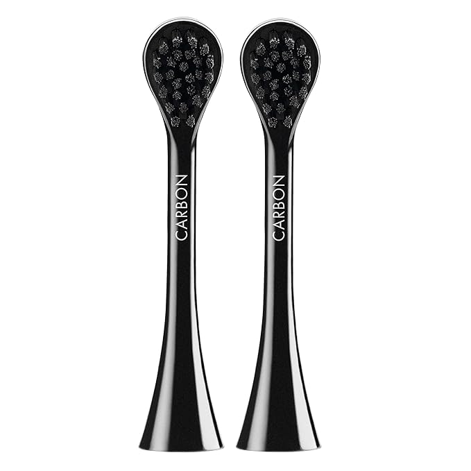 Curaprox Hydrosonic Brush Heads Black is White Carbon Duo – for Effective Plaque Removal &amp Whitening | Sonic Toothbrush Replacement Heads 2-Pack | Swiss Made