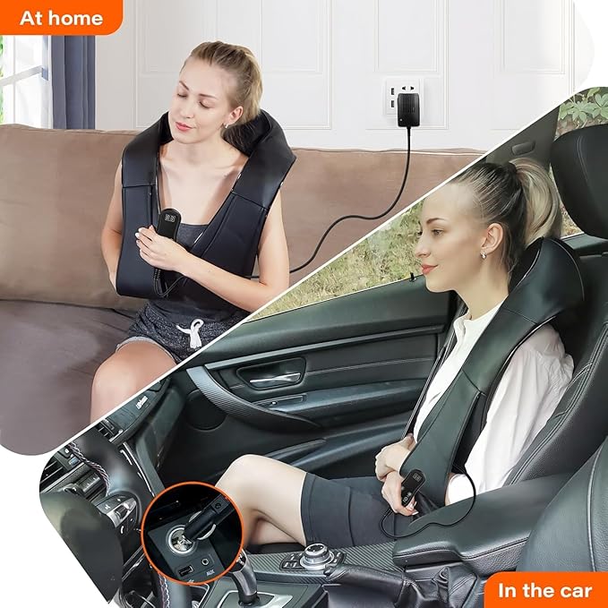Electric Neck Massager Neck and Back Massager with Heat Shiatsu Massage Pillow for Back Shoulder Muscle Pain Relief Ideal Fits for Parents