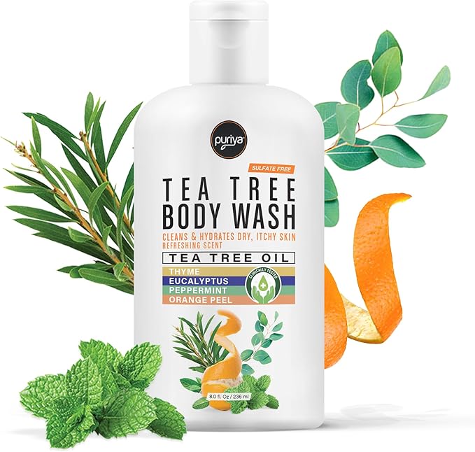 Puriya Tea Tree Oil Wonder Balm and Body Wash for Men Women Bundle Set Physician Formulated Extra Strength Soap Doctor Approved Extra Strength for Athletes Itchy Foot Jock Itch Fast Acting