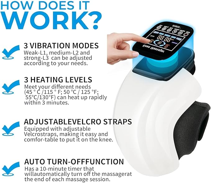 DEITY Knee Massager Smart with Heat Vibration 3D Massage Red Light 4-in-1 Cordless Portable Knee Massager with LED Large Screen Gifts for Grandma &amp Grandpa
