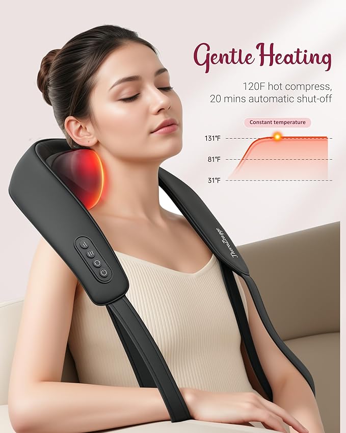 Cordless Neck Massager with Heat [2026 Upgraded] - Neck Shoulder Massager for Pain Relief Deep Tissue 6D Deep Kneading Shiatsu Back Massage FSA Eligible HSA Store Eligible