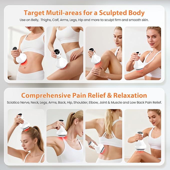 Lymphatic Drainage Massager Anti-Cellulite Massager For Body Cellulite and Thigh &amp Belly Stretch Marks Reduction Handheld Massage tools for lymphedema &amp lipedema Sciatica Nerve pain relief