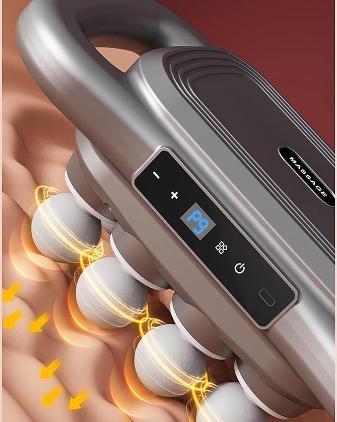 Back Massager for Relief Deep Tissue with Heat 8 Heads Hands-Free Electric Back Massager with 9 Modes &amp 9 Levels Deep Tissue Massage Gun for Pain Relief Portable for Home &amp Office Use